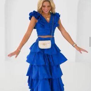 Elegant Blue Ruffled Skirt